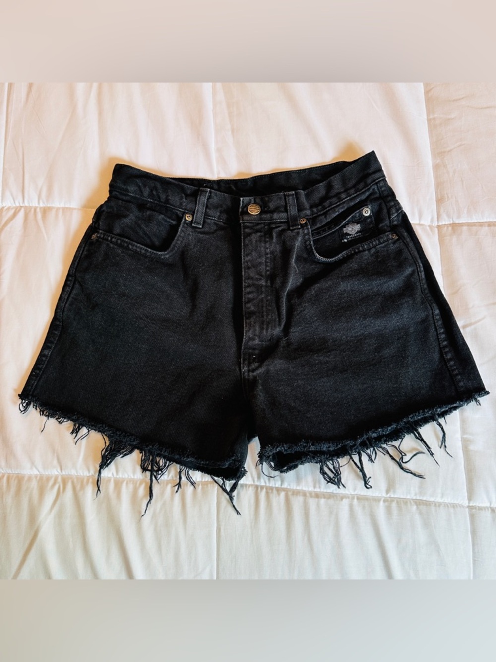 Vtg Harley Davidson cut off jean shorts